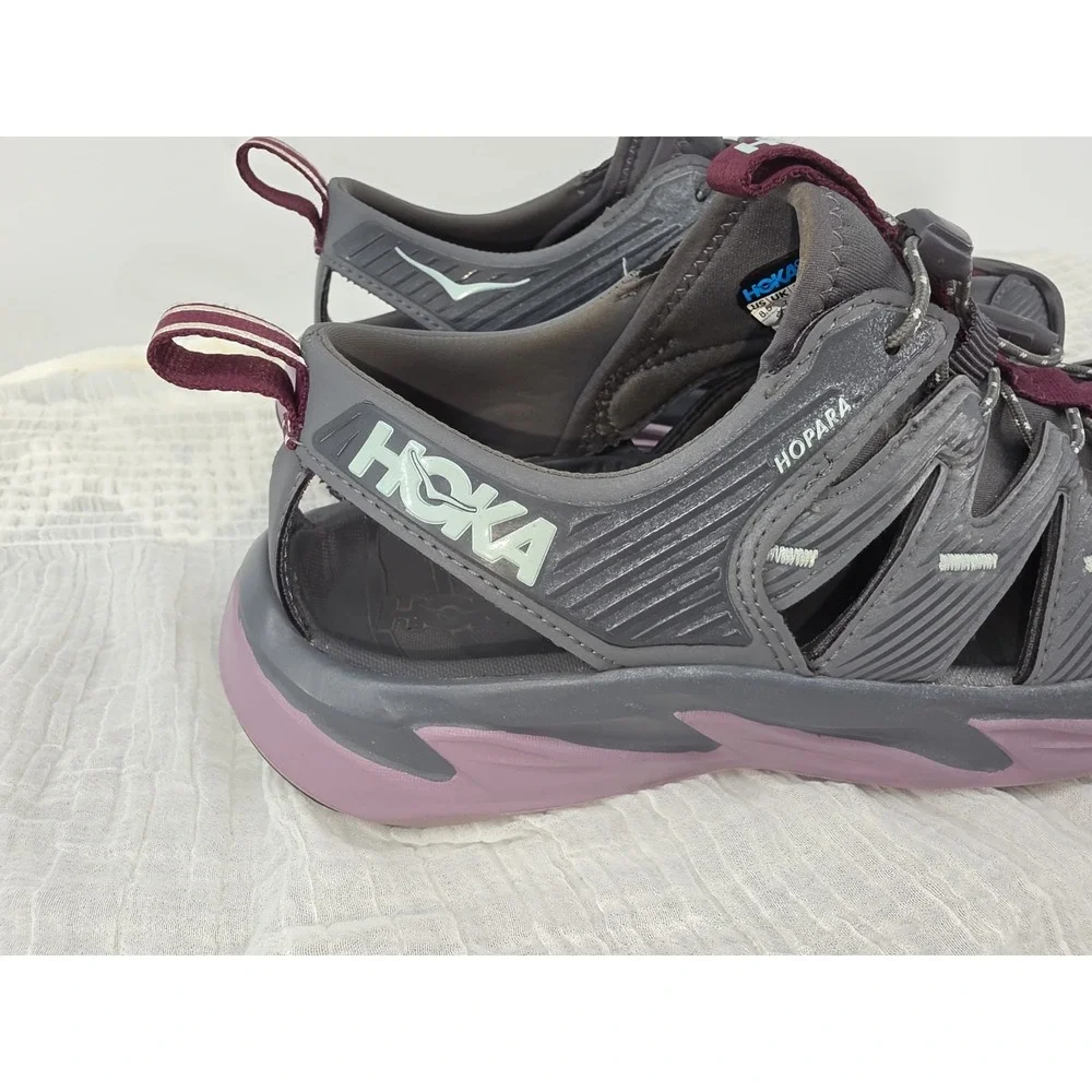 HOKA Hopara Outdoor Mountain Sandals Castlerock Elderberry Gray PurpleWomens 8.5